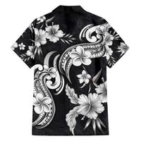 Hawaiian-Polynesian Art Tattoo Family Matching Puletasi and Hawaiian Shirt Hibiscus and Plumeria Grayscale LT03 - Polynesian Pride