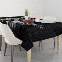 Hawaiian-Polynesian Art Tattoo Tablecloth Hibiscus and Plumeria Grayscale