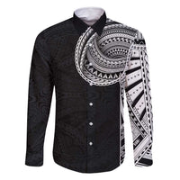 Samoan Art Tattoo Polynesian Pattern Family Matching Long Sleeve Bodycon Dress and Hawaiian Shirt