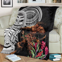 Samoan Warrior Art Tattoo Blanket Polynesian Pattern and Teuila