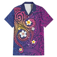 Hawaiian Octopus Tattoo and Frangipani Family Matching Mermaid Dress and Hawaiian Shirt LT03 Dad's Shirt - Short Sleeve Purple - Polynesian Pride