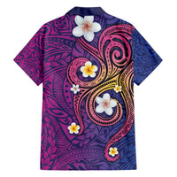 Hawaiian Octopus Tattoo and Frangipani Family Matching Off Shoulder Short Dress and Hawaiian Shirt LT03 - Polynesian Pride