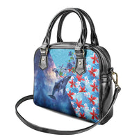 Hawaii Aloha Whales Shoulder Handbag Hibiscus and Whales with Polynesian Pattern LT03 - Polynesian Pride