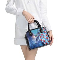 Hawaii Aloha Whales Shoulder Handbag Hibiscus and Whales with Polynesian Pattern LT03 - Polynesian Pride