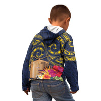 Tokelau Tokehega Day Kid Hoodie Coat of Arms with Polynesian Tattoo and Hibiscus LT03 - Polynesian Pride