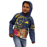 Tokelau Tokehega Day Kid Hoodie Coat of Arms with Polynesian Tattoo and Hibiscus LT03 - Polynesian Pride