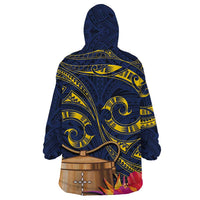 Tokelau Tokehega Day Wearable Blanket Hoodie Coat of Arms with Polynesian Tattoo and Hibiscus LT03 - Polynesian Pride