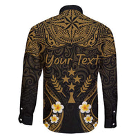 Personalised Kosrae Liberation Day Family Matching Off Shoulder Maxi Dress and Hawaiian Shirt Polynesian Tattoo and Plumeria Gold Color LT03 - Polynesian Pride