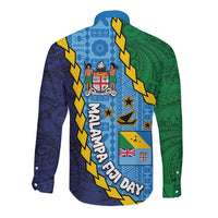 Malampa Fiji Day Long Sleeve Button Shirt National Symbols with Tapa Tribal and Polynesian Tattoo LT03 - Polynesian Pride
