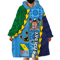 Malampa Fiji Day Wearable Blanket Hoodie National Symbols with Tapa Tribal and Polynesian Tattoo LT03 - Polynesian Pride