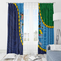Malampa Fiji Day Window Curtain National Symbols with Tapa Tribal and Polynesian Tattoo