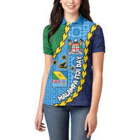 Malampa Fiji Day Women Polo Shirt National Symbols with Tapa Tribal and Polynesian Tattoo LT03 - Polynesian Pride