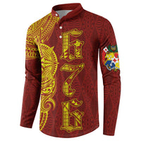 Tonga 676 Ngatu Tribal Tattoo Button Sweatshirt