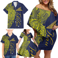 Personalised Tokelau Classic Ngatu Motifs Family Matching Off Shoulder Short Dress and Hawaiian Shirt LT03 - Polynesian Pride