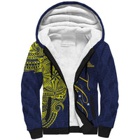Personalised Tokelau Classic Ngatu Motifs Sherpa Hoodie LT03 Unisex Blue - Polynesian Pride