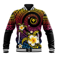 Hawaiian Plumeria Turtle Tribal Spiral Polynesian Tattoo Baseball Jacket Fanciful Color