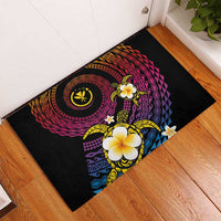 Hawaiian Plumeria Turtle Tribal Spiral Polynesian Tattoo Rubber Doormat Fanciful Color