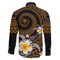 Hawaiian Plumeria Turtle Tribal Spiral Polynesian Tattoo Family Matching Tank Maxi Dress and Hawaiian Shirt Gold Color LT03 - Polynesian Pride
