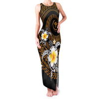 Hawaiian Plumeria Turtle Tribal Spiral Polynesian Tattoo Family Matching Tank Maxi Dress and Hawaiian Shirt Gold Color LT03 Mom's Dress Gold - Polynesian Pride