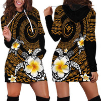 Hawaiian Plumeria Turtle Tribal Spiral Polynesian Tattoo Hoodie Dress Gold Color LT03 - Polynesian Pride