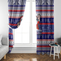 Custom American Samoa Christmas Window Curtain Samoan Coat of Arms and Cool Santa Ornament Style LT03 - Polynesian Pride