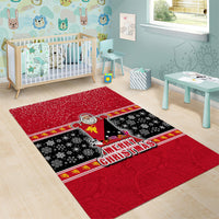 Papua New Guinea Christmas Area Rug Santa With Flag Of PNG Polynesian Tribal Xmas Vibe LT03 - Polynesian Pride