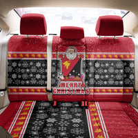 Papua New Guinea Christmas Back Car Seat Cover Santa With Flag Of PNG Polynesian Tribal Xmas Vibe LT03 - Polynesian Pride