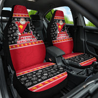 Papua New Guinea Christmas Car Seat Cover Santa With Flag Of PNG Polynesian Tribal Xmas Vibe LT03 One Size Red - Polynesian Pride