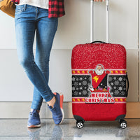 Papua New Guinea Christmas Luggage Cover Santa With Flag Of PNG Polynesian Tribal Xmas Vibe LT03 - Polynesian Pride