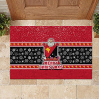 Papua New Guinea Christmas Rubber Doormat Santa With Flag Of PNG Polynesian Tribal Xmas Vibe LT03 - Polynesian Pride