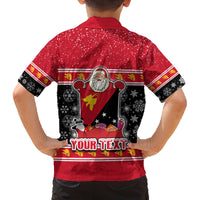 Custom Papua New Guinea Christmas Family Matching Long Sleeve Bodycon Dress and Hawaiian Shirt Santa With Flag Of PNG Polynesian Tribal Xmas Vibe LT03 - Polynesian Pride