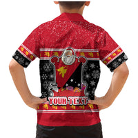 Custom Papua New Guinea Christmas Family Matching Mermaid Dress and Hawaiian Shirt Santa With Flag Of PNG Polynesian Tribal Xmas Vibe LT03 - Polynesian Pride