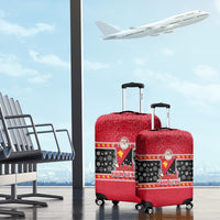 Custom Papua New Guinea Christmas Luggage Cover Santa With Flag Of PNG Polynesian Tribal Xmas Vibe LT03 - Polynesian Pride