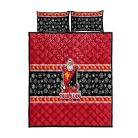 Custom Papua New Guinea Christmas Quilt Bed Set Santa With Flag Of PNG Polynesian Tribal Xmas Vibe LT03 Red - Polynesian Pride