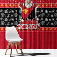 Custom Papua New Guinea Christmas Window Curtain Santa With Flag Of PNG Polynesian Tribal Xmas Vibe LT03 - Polynesian Pride