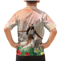 Woman Polynesian Tattoos Family Matching Mermaid Dress and Hawaiian Shirt Tropical Flower - Peach Fuzz Color LT03 - Polynesian Pride