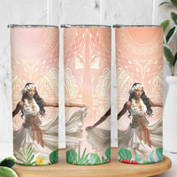 Woman Polynesian Tattoos Skinny Tumbler Tropical Flower - Peach Fuzz Color LT03 - Polynesian Pride