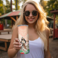 Woman Polynesian Tattoos Skinny Tumbler Tropical Flower - Peach Fuzz Color LT03 - Polynesian Pride