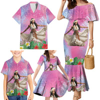 Woman Polynesian Tattoos Family Matching Mermaid Dress and Hawaiian Shirt Tropical Flower - Sweets Vibrant Color LT03 - Polynesian Pride