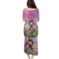 Woman Polynesian Tattoos Family Matching Puletasi and Hawaiian Shirt Tropical Flower - Sweets Vibrant Color LT03 - Polynesian Pride