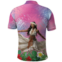 Woman Polynesian Tattoos Polo Shirt Tropical Flower - Sweets Vibrant Color