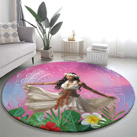 Woman Polynesian Tattoos Round Carpet Tropical Flower - Sweets Vibrant Color LT03 - Polynesian Pride