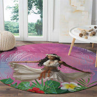 Woman Polynesian Tattoos Round Carpet Tropical Flower - Sweets Vibrant Color LT03 - Polynesian Pride