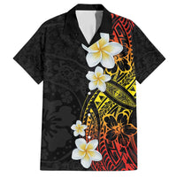 Plumeria Family Matching Off Shoulder Maxi Dress and Hawaiian Shirt Polynesian Tribal Frangipani Sunset LT03 Dad's Shirt - Short Sleeve Black - Polynesian Pride