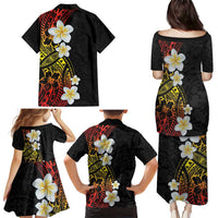 Plumeria Family Matching Puletasi and Hawaiian Shirt Polynesian Tribal Frangipani Sunset LT03 - Polynesian Pride