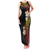 Plumeria Family Matching Tank Maxi Dress and Hawaiian Shirt Polynesian Tribal Frangipani Sunset LT03 Mom's Dress Black - Polynesian Pride