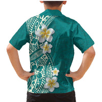 Plumeria Family Matching Mermaid Dress and Hawaiian Shirt Polynesian Tribal Frangipani Teal LT03 - Polynesian Pride
