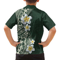 Plumeria Family Matching Puletasi and Hawaiian Shirt Polynesian Tribal Frangipani Green LT03 - Polynesian Pride