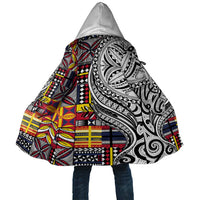 Niue Hiapo and Maori Decoration Tattoos Cloak LT03 Unisex White - Polynesian Pride