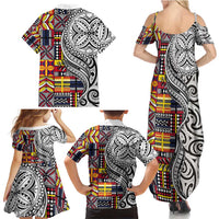 Niue Hiapo and Maori Decoration Tattoos Family Matching Summer Maxi Dress and Hawaiian Shirt LT03 - Polynesian Pride